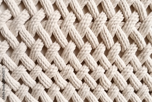 Hand made white macrame texture pattern.