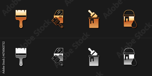 Set Paint brush, Car painting, bucket with and icon. Vector