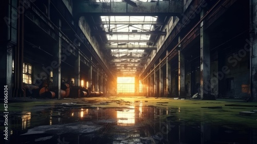 Abandoned old factory interior industrial dirty  photo