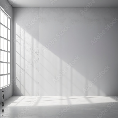 Beautiful blank room wall with sunlight coming through windows