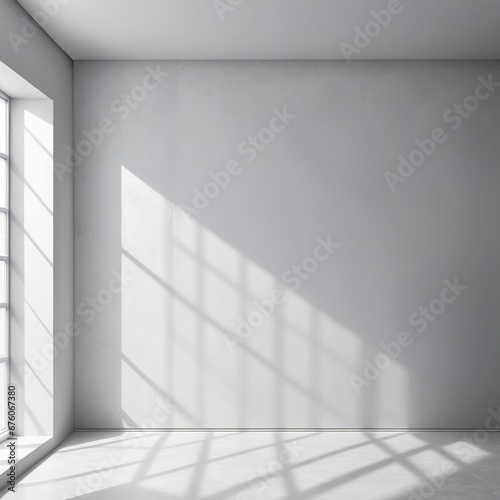 Beautiful blank room wall with sunlight coming through windows