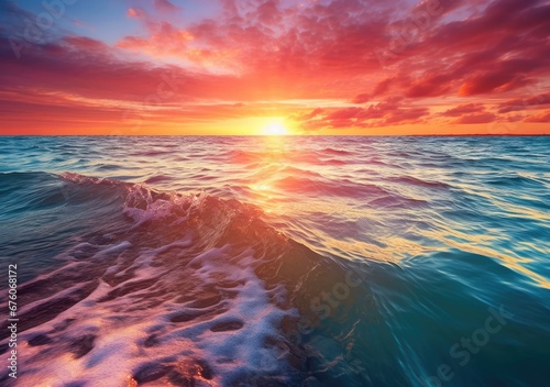 : A stunning sunset over turquoise waters. Generativ ai. © Gogi