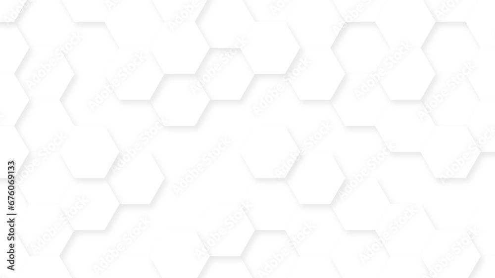 Abstract White Hexagonal Background. Luxury White Pattern. Vector Illustration. 3D Futuristic abstract honeycomb mosaic white background. geometric mesh cell texture.	
 - obrazy, fototapety, plakaty 