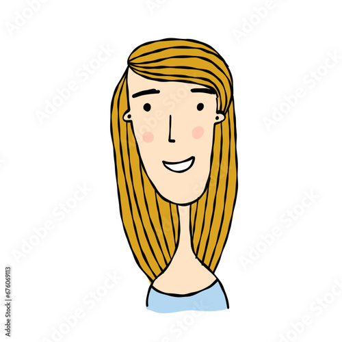 Woman avatar. Beautiful young woman portrait with hair style isolated on whit...