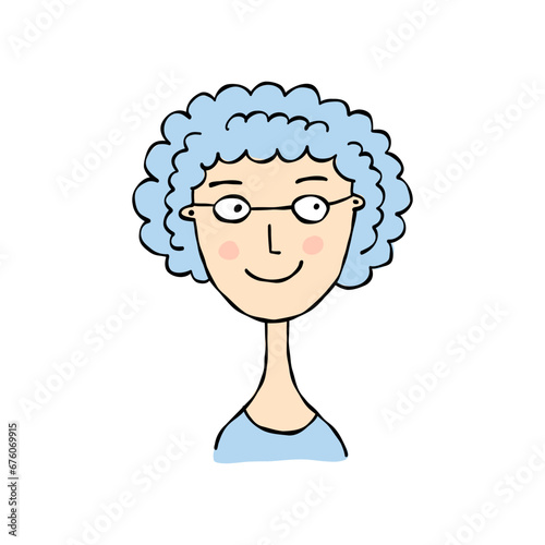 Woman avatar. Beautiful young woman portrait with hair style isolated on whit...