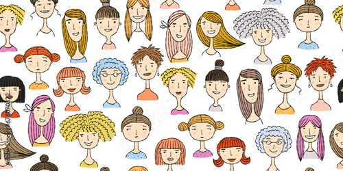 Female community. Seamless pattern background for your design