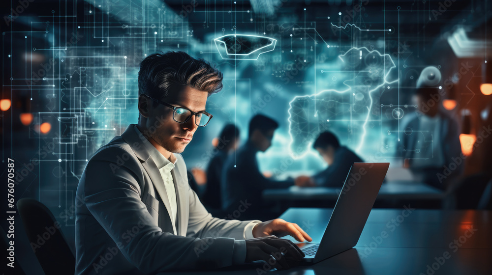 Business person working web development, AI future, Artificial intelligence chatbot developed by AI, Technology concept. Business person working web development, AI future, Artificial intelligence chatbot developed by AI, Technology concept.
