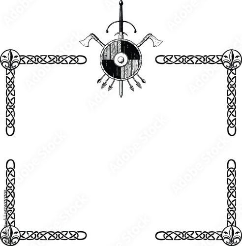 Fleur de Lis Medieval Frame with Coat of Arms