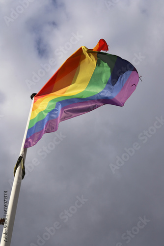 rainbow flag on the sky