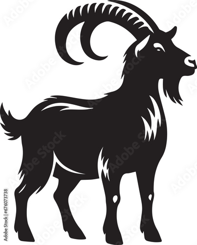 Goat Silhouettes, Cute Goat Vector Black Illustraiton
