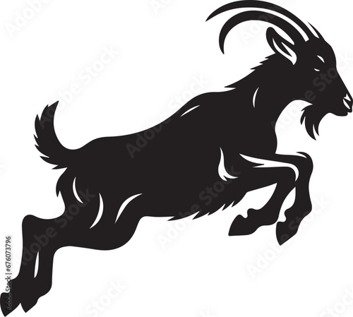 Goat Silhouettes, Cute Goat Vector Black Illustraiton