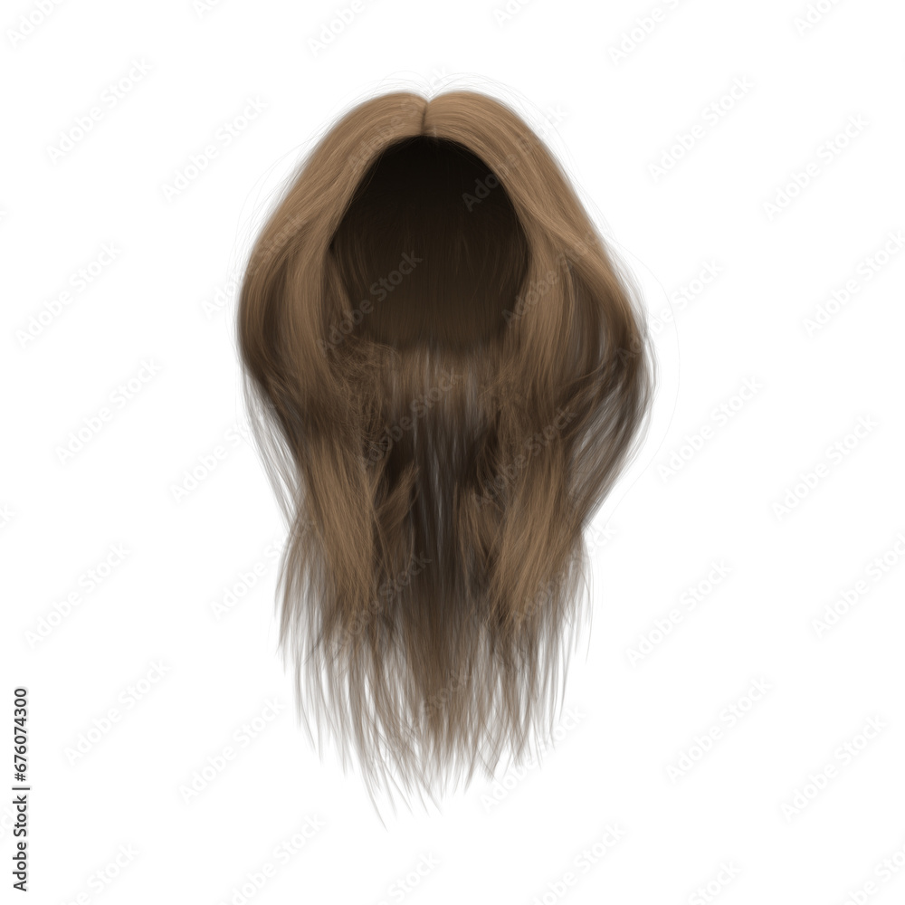 Fototapeta premium 3d rendering straight medium brown long hair isolated