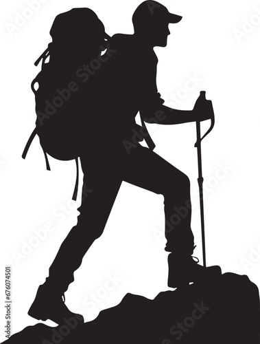 Hiker Silhouette, Mountain Climber Adventure Silhouette