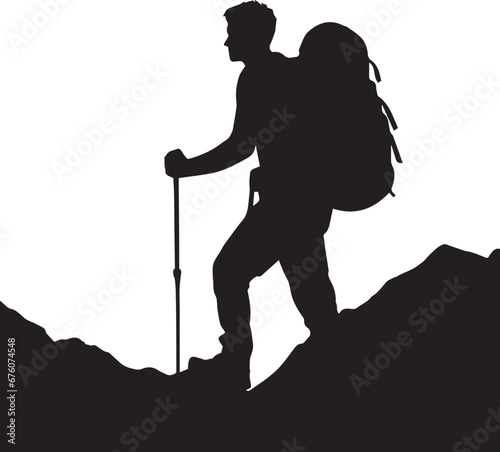 Hiker Silhouette,  Mountain Climber Adventure Silhouette

