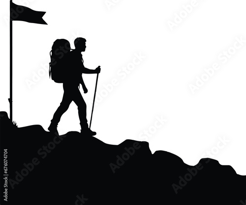 Hiker Silhouette,  Mountain Climber Adventure Silhouette

