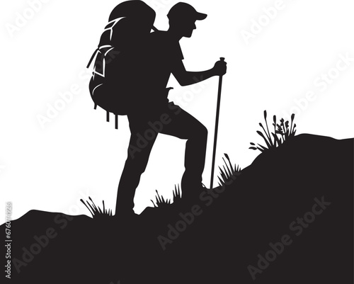 Hiker Silhouette,  Mountain Climber Adventure Silhouette

