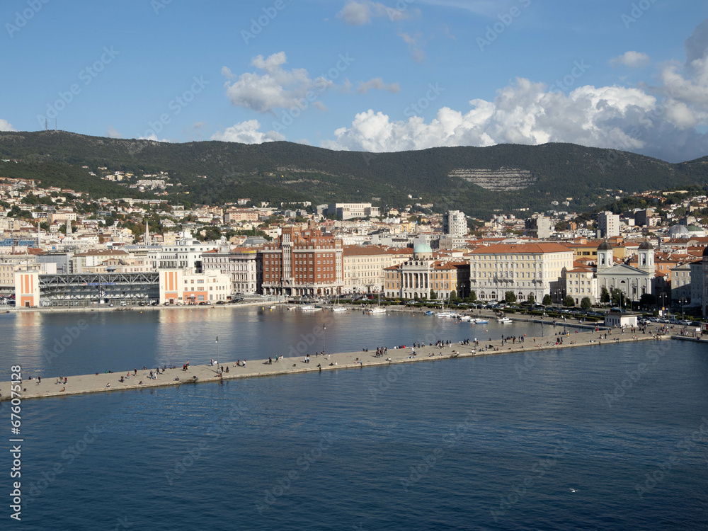 Trieste seafront with the Piazza Unità d'Italia in the center, Friuli Venezia Giulia, northeast Italy
