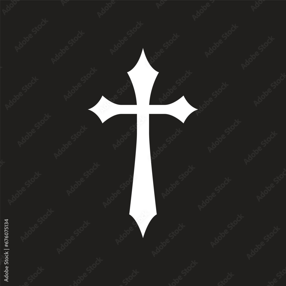 christian cross vector symbol flat and outline style Christian Cross Vector