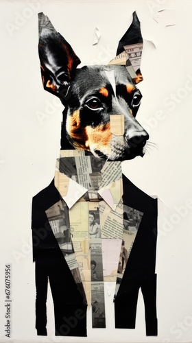 illustration of a anthropomorphic dog collage abstract