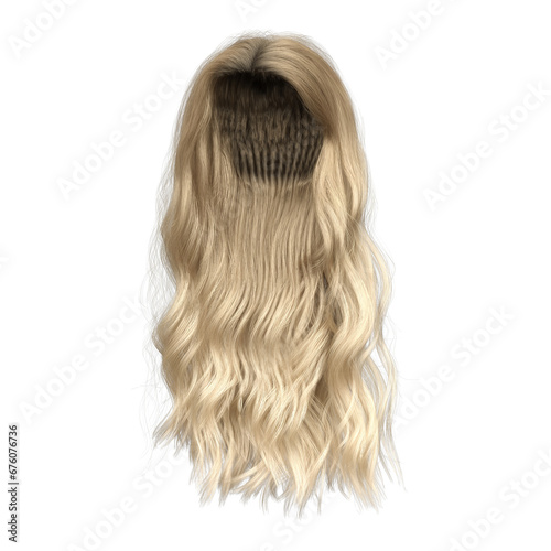 3d rendering wavy curly blonde hair princess isolated photo
