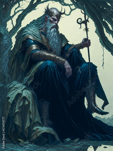 Vidar Peaceful Norse God Known to Enjoy Sitting in Silence or Working on Creating a Special Shoe. photo