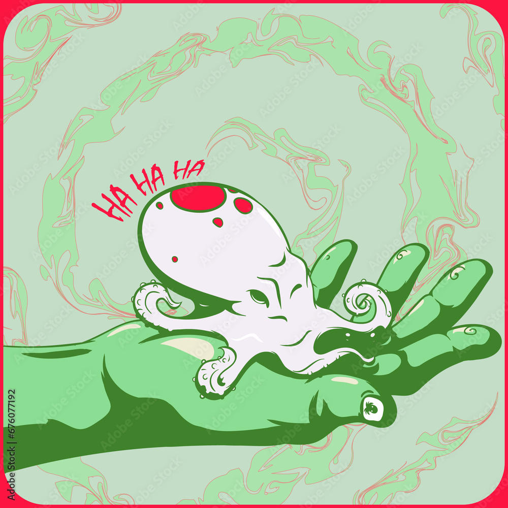 Naklejka premium Vector Beautiful Art. Surreal Hand Holding Illustration.