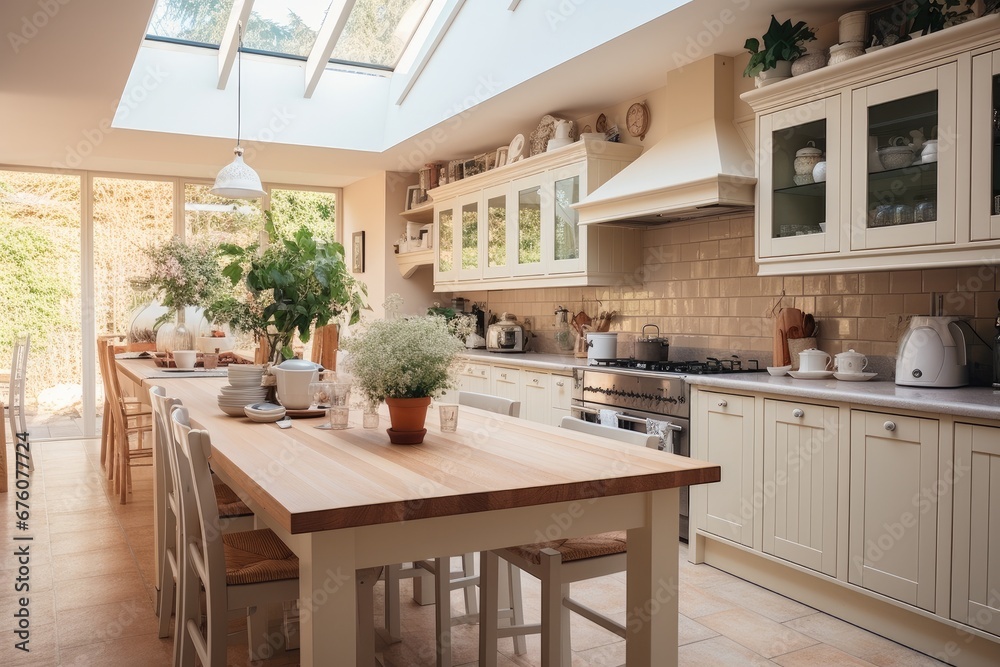 A bright airy kitchen inside a beautiful family home.