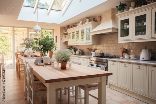 A bright airy kitchen inside a beautiful family home.