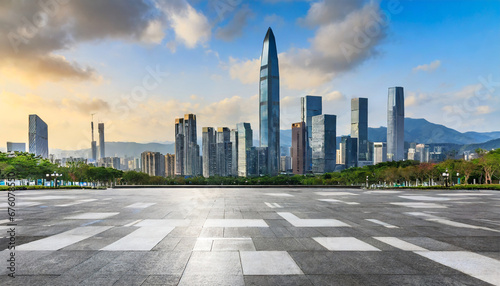 city square and skyline with modern buildings in shenzhen guangdong province china photo