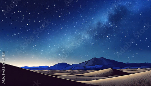 astral night desert landscape with starry cobalt blue sky hd phone wallpaper ai generated