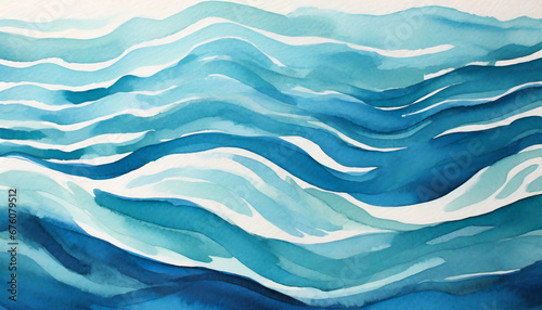 ocean water waves illustration blue wavy lines for copy space text teal lake wave flowing motion web banner sea foam watercolor effect backdrop pool water fun ripples cartoon hand painted touches photo