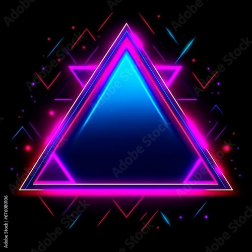 Festive carnival background with many small blurred glowing bright particles with neon frame for text. Bokeh effect. Design for wallpaper, advertising, flyer, booklet, postcard, poster.