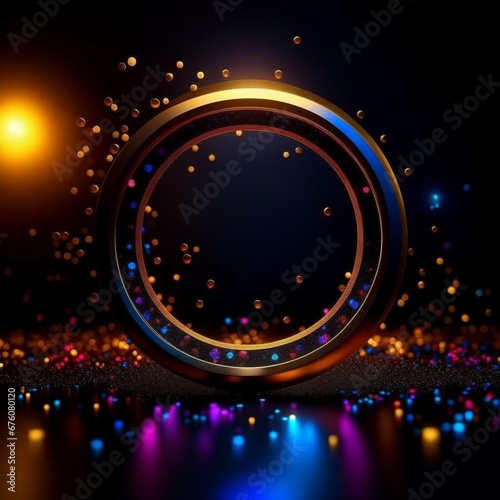 Festive carnival creative background. Confetti, many small blurry glowing bright paper particles with a frame for text. Bokeh effect. Design for wallpaper, advertising, flyer, booklet, postcard