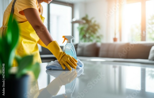 Domestic cleaning service with a specialized team, bringing efficiency and organization to the home. photo