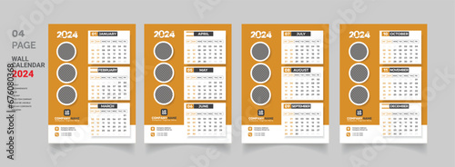 2024 Wall Calendar Template Design 2024 calendar single page, one page,  4 page photo