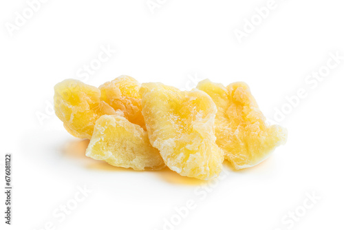 Dried pineapple on a white background