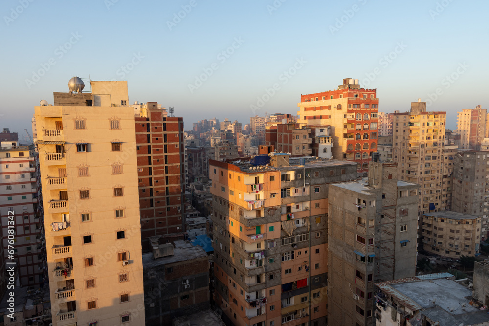 Immeubles dans le centre-ville d'Alexandrie, Egypte