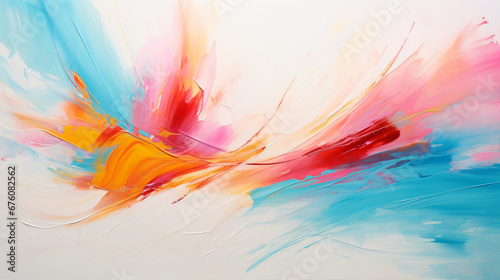 Abstract art, streaks of color, paint, splashing onto canvas background, illustration photo