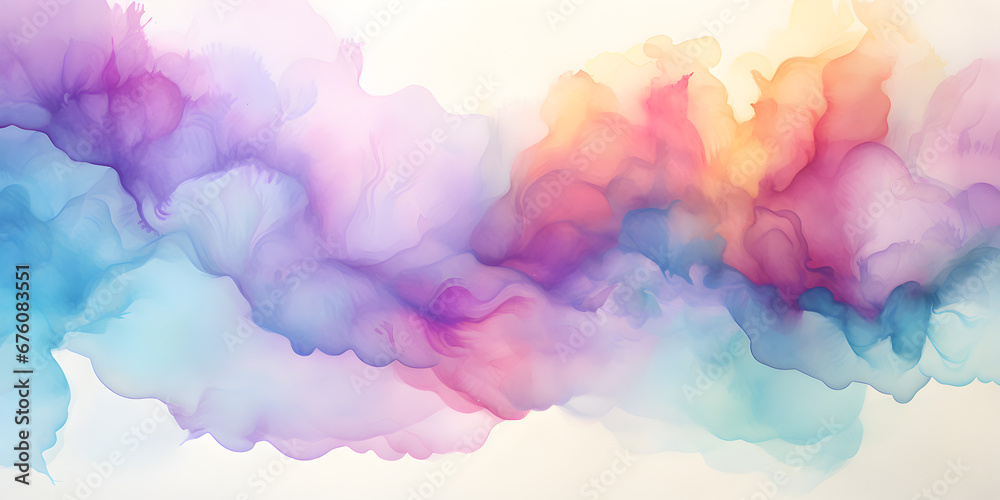 Watercolor colorful smooth sky clouds background 