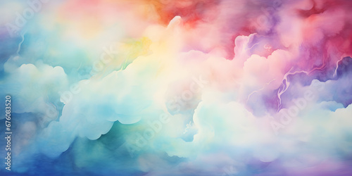 Watercolor colorful smooth sky clouds background 