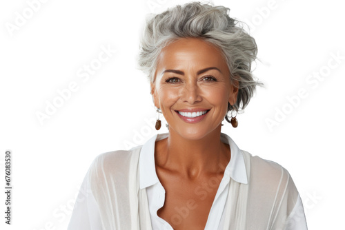 an older woman smiling at the camera