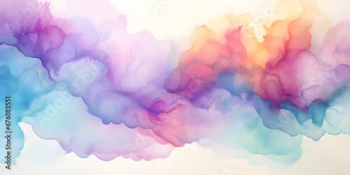 Watercolor colorful smooth sky clouds background 