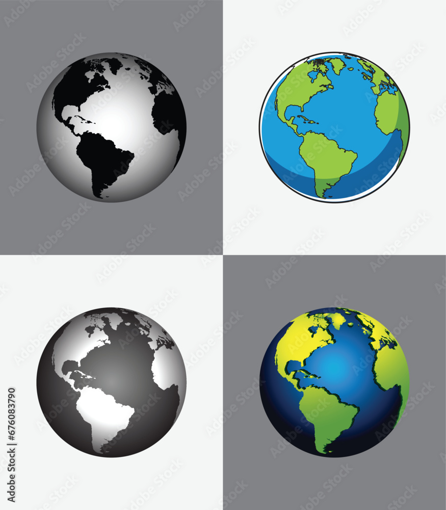 set of world globe collection vector illustration icons