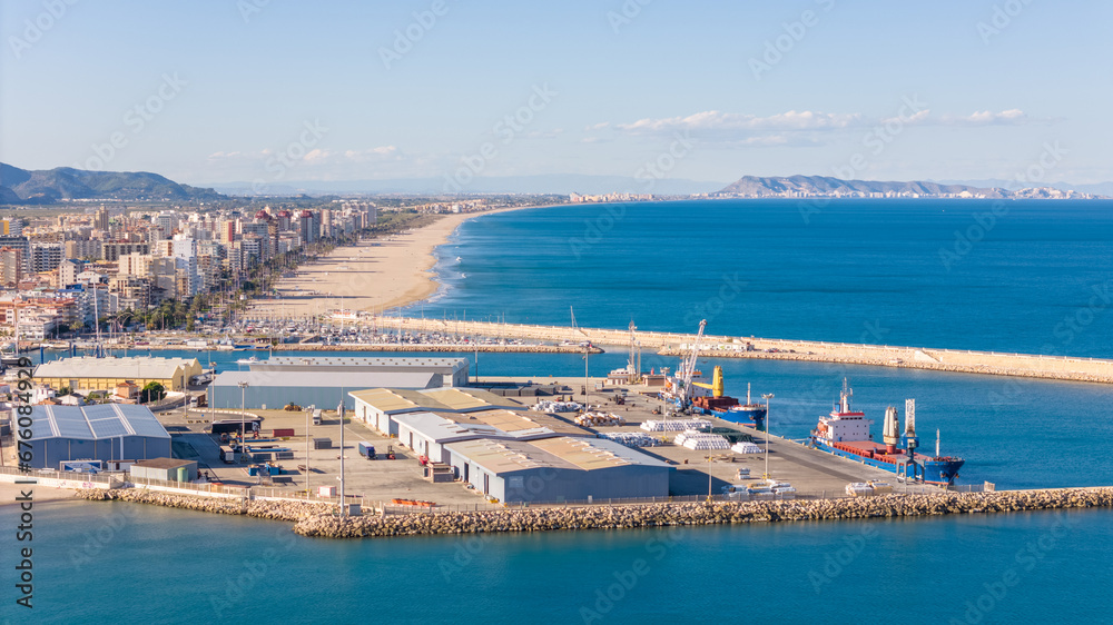 Aerial drone photo of the port in Gandia Spain