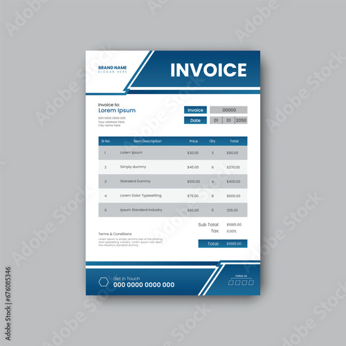 Minimalist corporate invoice design.