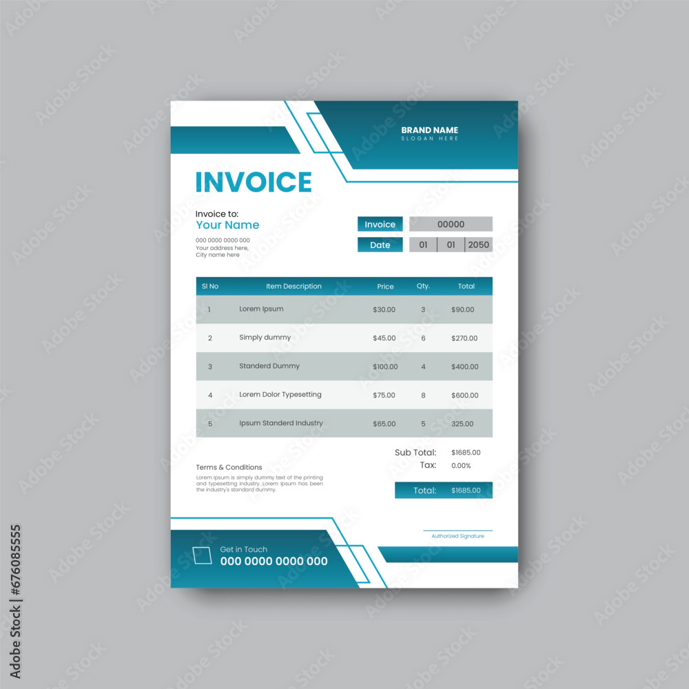 Obraz premium Corporate minimalist invoice design with digital style.