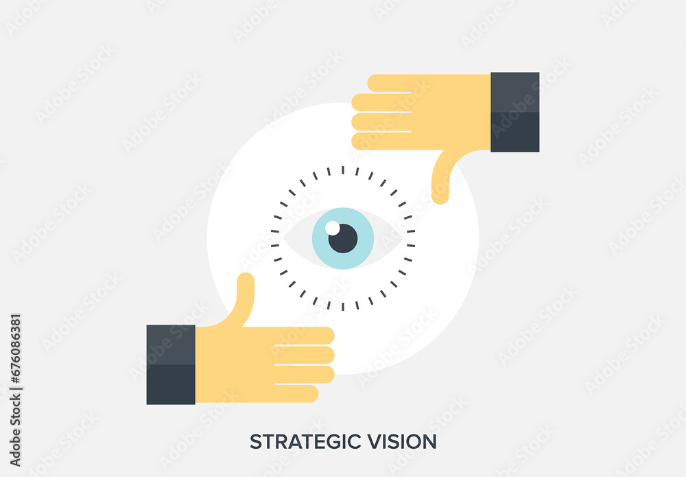Abstract flat vector illustration of strategic vision concepts. Stock