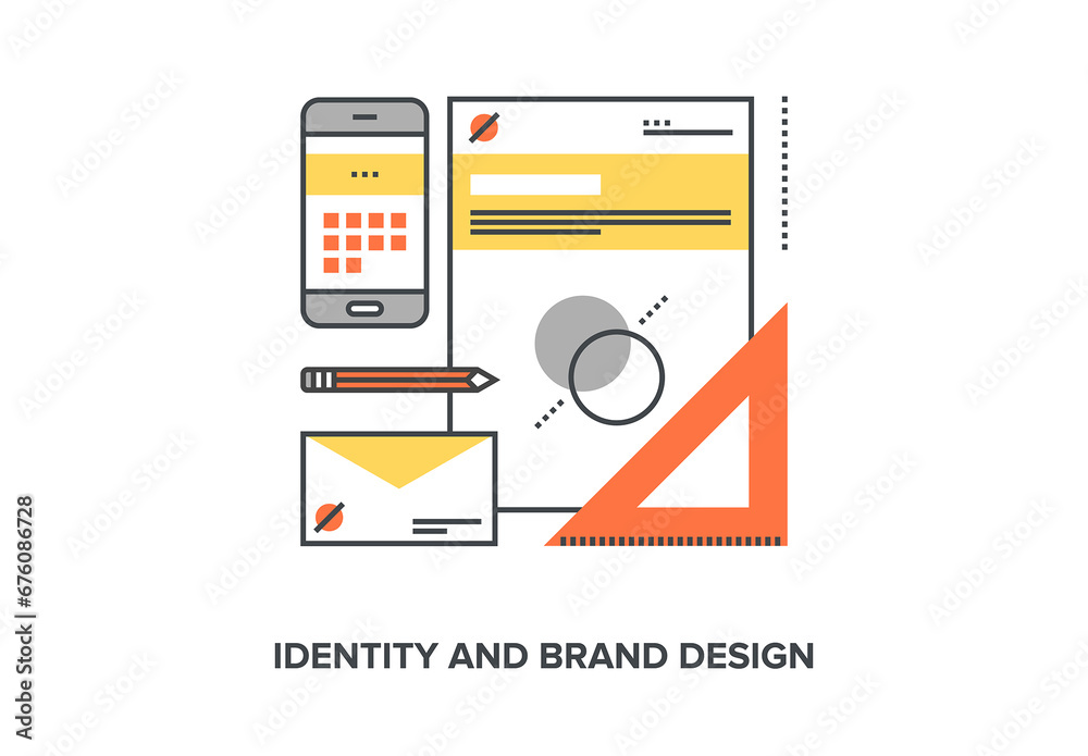 Vector illustration of identity and brand design flat line design ...