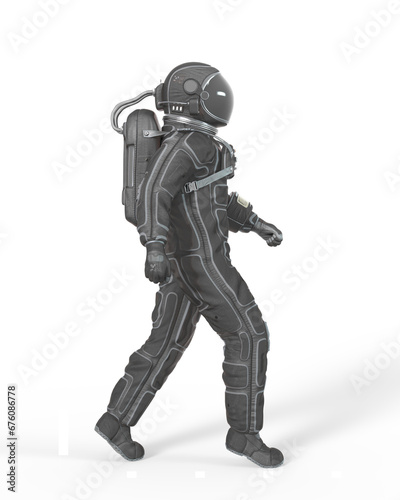 astronaut is walking on side view