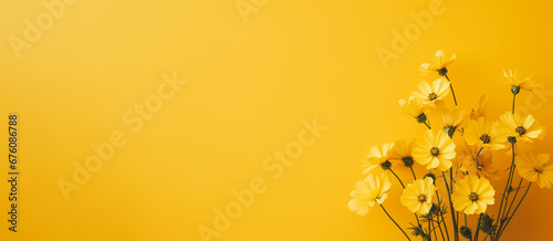 illustration of yellow flowers on yellow background. Created with Generative AI photo